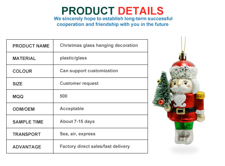Factory wholesale glass Santa Claus holding Christmas tree decorations custom Christmas doll pendant