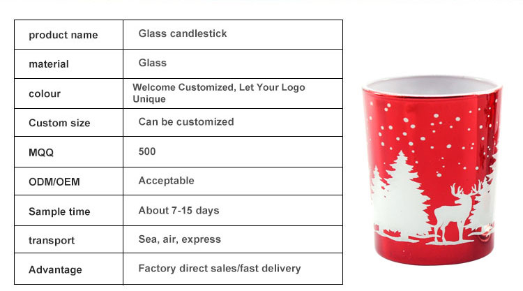 Hot Sale High Quality Cheap candle holder decoration custom painted LOGO Christmas Glass candlestick