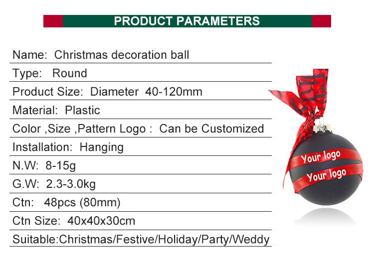 Custom christmas balls with logo decoration glass ball Christmas tree hanging ball