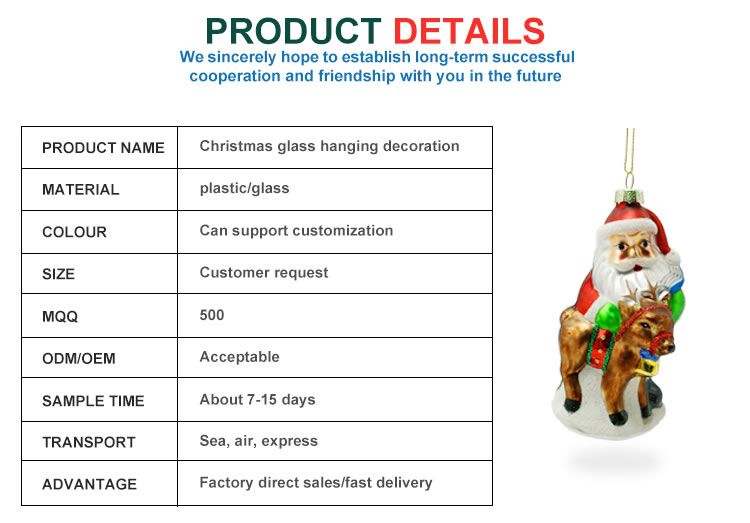 Factory wholesale glass Santa Claus holding Christmas wreath Christmas tree decorations custom Christmas doll pendant
