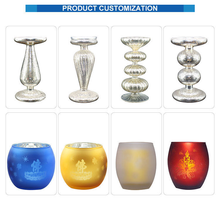 Hot Sale High Quality Cheap custom painted LOGO Christmas Glass candlestick