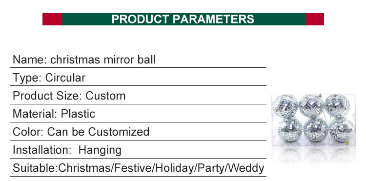 Manufacturer Promotion Christmas Plastic Mirror Ball Christmas Plastic Ball Christmas Tree Decoration Ball