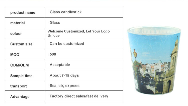 high quality glass handicraft candle holder decoration custom painted LOGO Glass candlestick