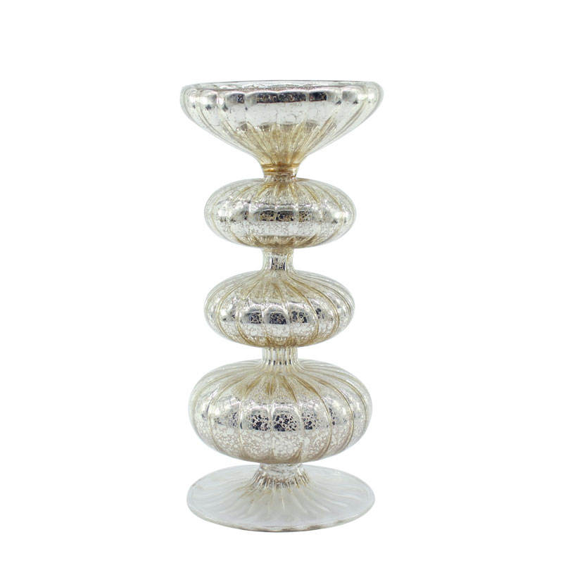 Christmas Decoration Silver Glass Candleholder