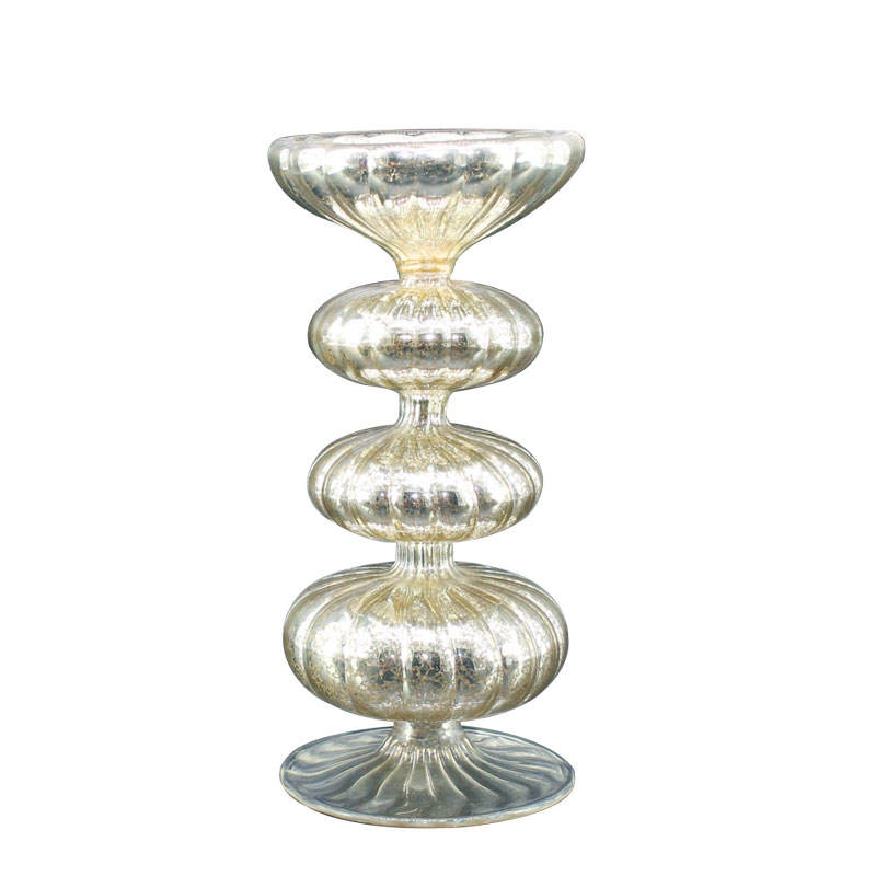 Christmas Decoration Silver Glass Candleholder