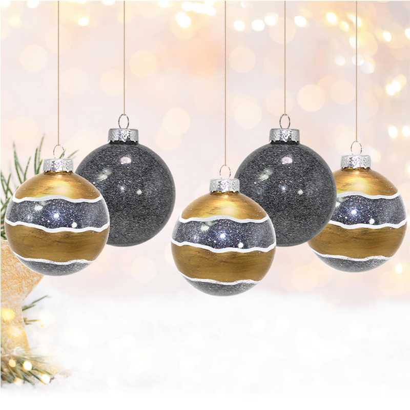 Handcrafted Artisan Glass Christmas Colorful Hanging Ornaments