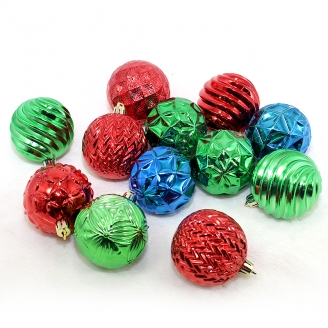 Plastic Christmas balls in a box