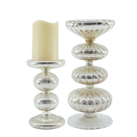 Christmas Decoration Silver Glass Candleholder 