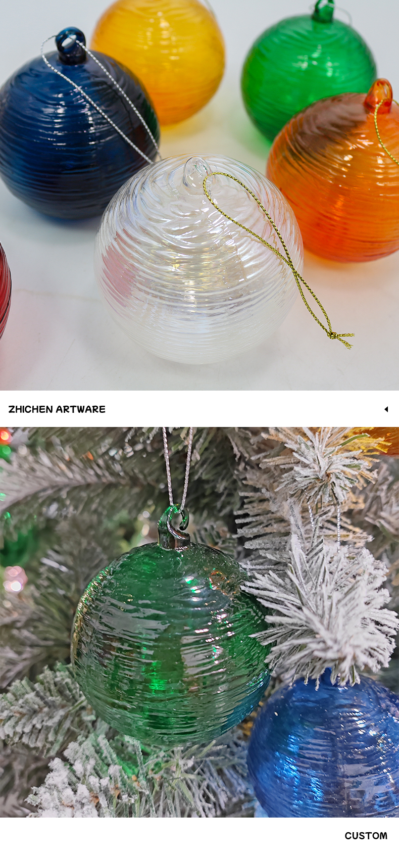 White hand-blown glass balls (4)